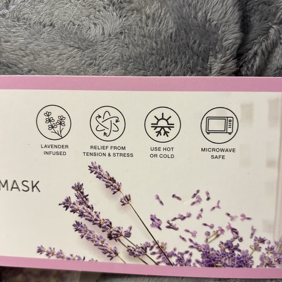 NIB BROOKSTONE THERA-SPA WARMING NECK WRAP & EYE MASK INFUSED W/ LAVENDER. GRAY - Picture 3 of 11